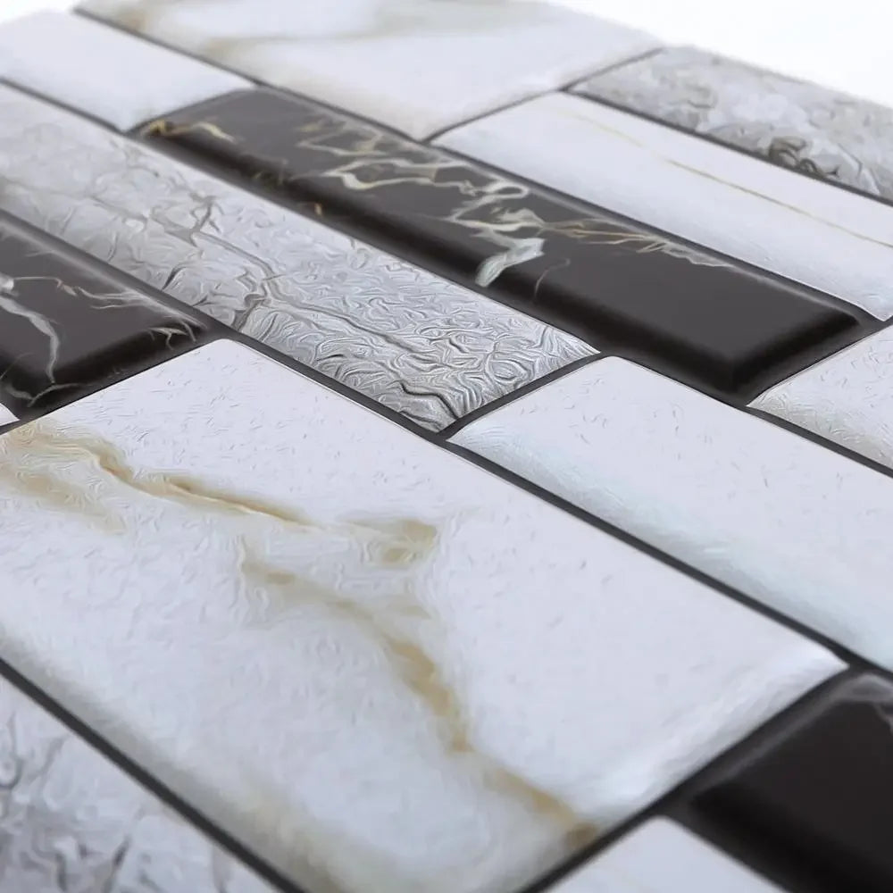 10Pcs 3D Self-Adhesive Wall Stickers 30x30cm Waterproof PVC Wallpapers Removable Wall Art Murals for DIY Home Living Room Decor