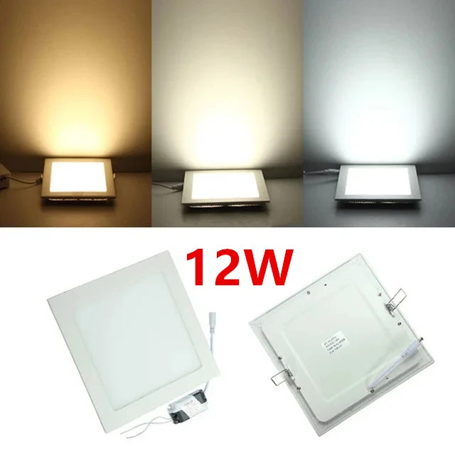 Recessed LED Ceiling Panel Light, 3–25W, White Light Options
