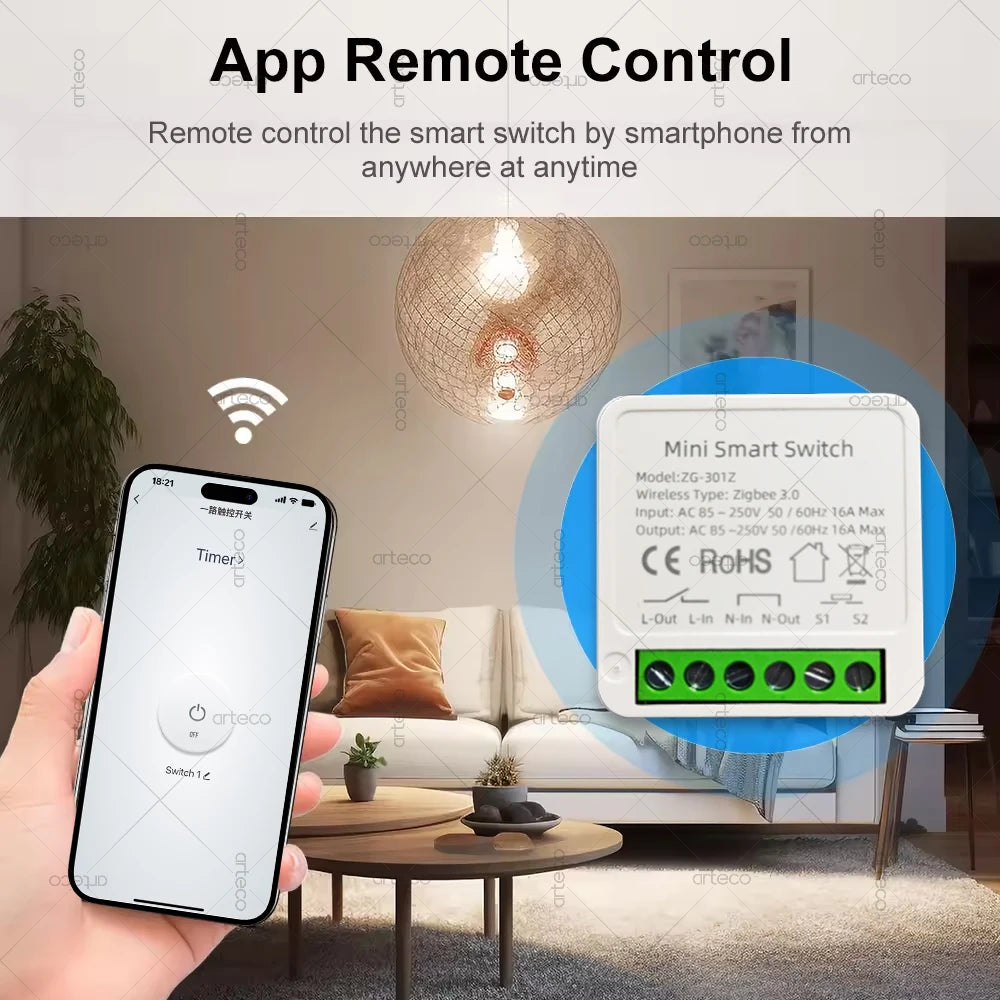 Zigbee 3.0 mini-smartrelä, 16 A