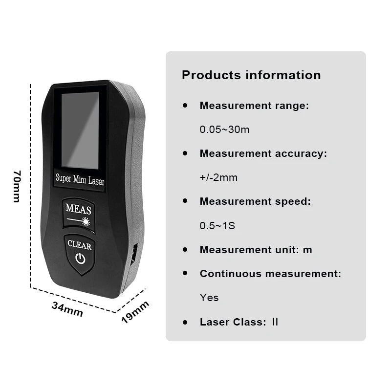 HL30M Rechargeable Laser Distance Meter - 30 m