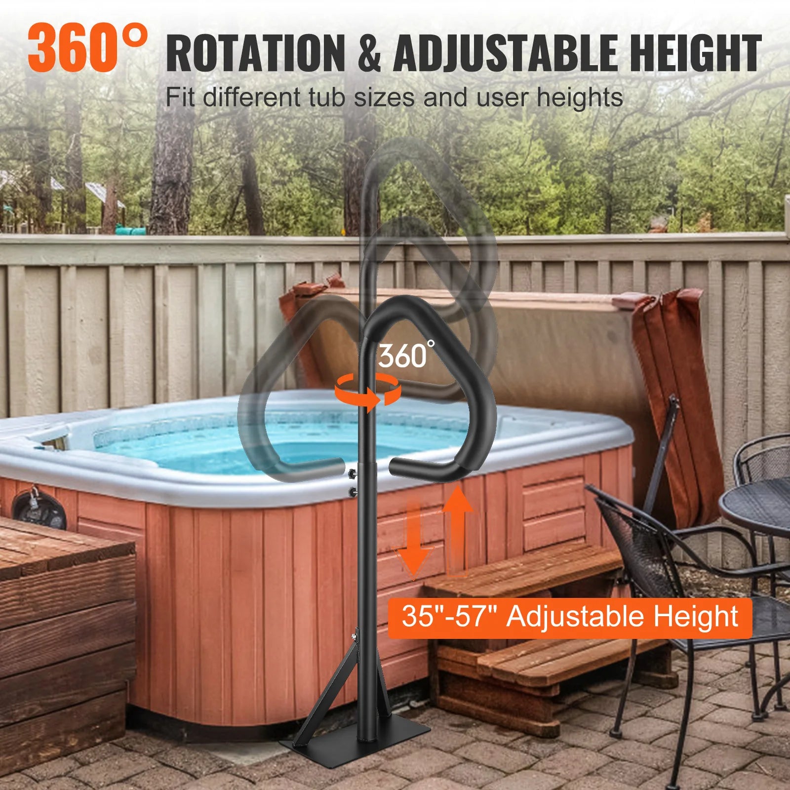 Állítható jakuzzi kapaszkodó 360°-ban forgatható wellness biztonsági korlát