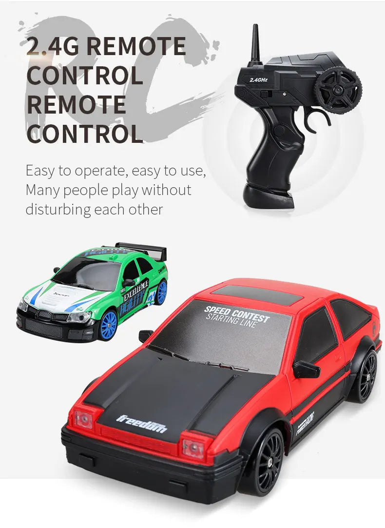 1:24 High Speed RC Drift Vehicle Cars Mustang 4WD Remote Control Racing Car Gift Competition Race Car Boys Toy Replaceable Tire