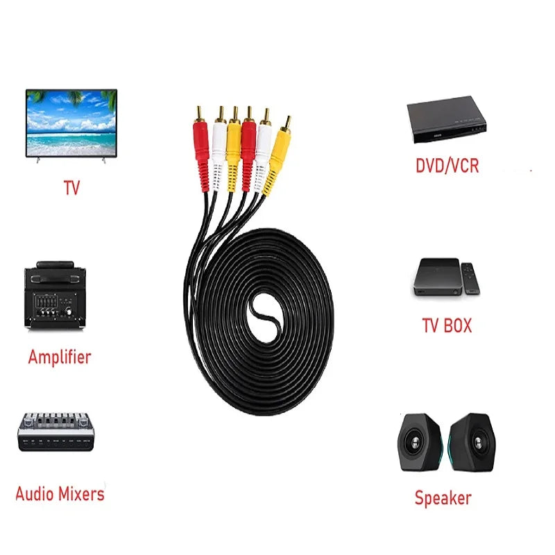 3-RCA AV-kabel, han-til-han