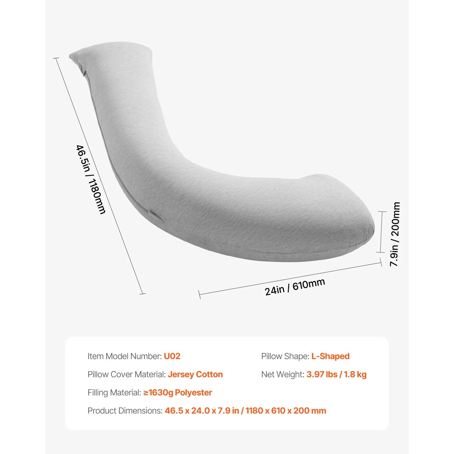 Full Body Pregnancy Pillow with Washable Cover for Better Sleep