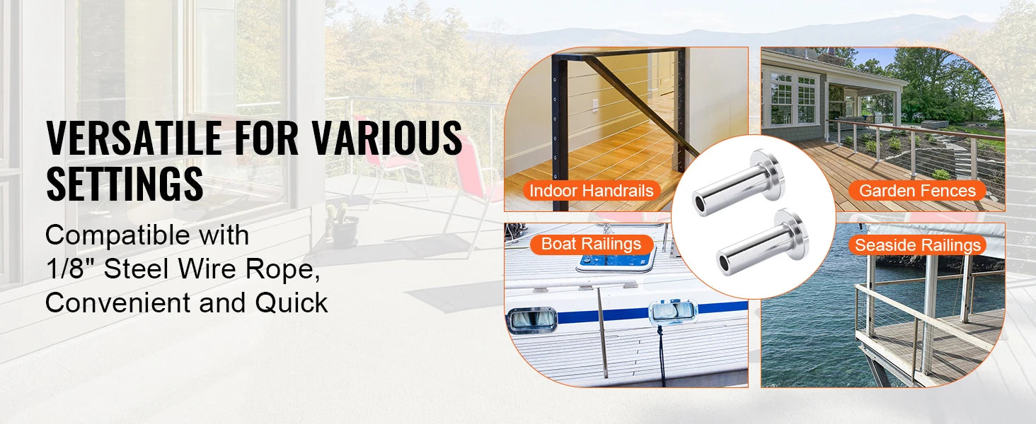 SucceBuy 121/81/101 pack T316 nerezové ochranné návleky pro kabel z ocelového lanového ráhla o průměru 1/8" nebo 3/16"