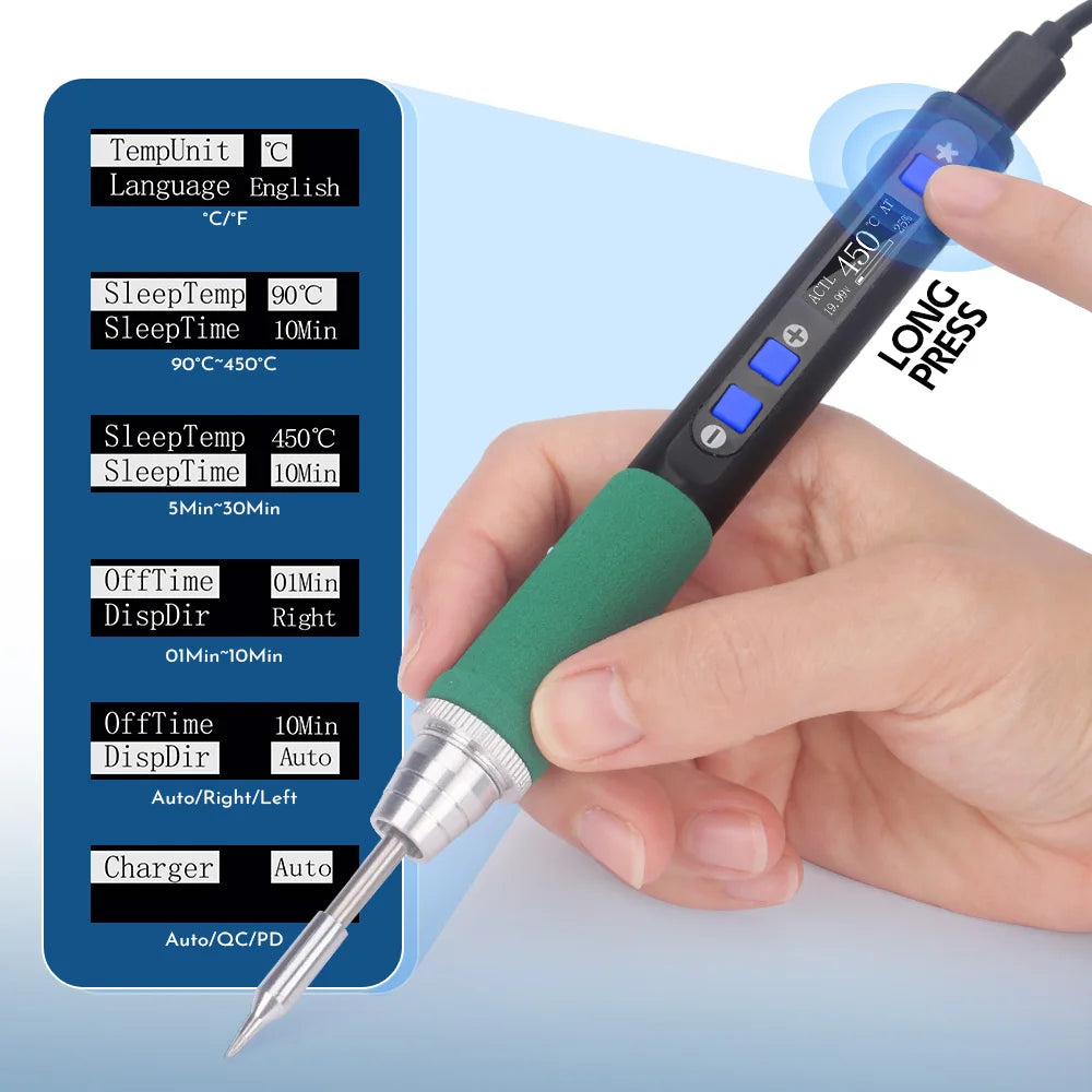 Портативний паяльник WEP 928D-IV з живленням від Type‑C