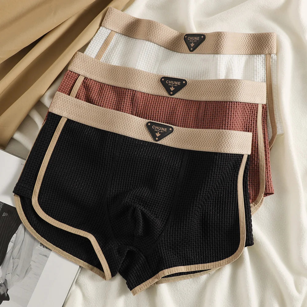 Calzoncillos bóxer de malla elástica para hombre, paquete de 3