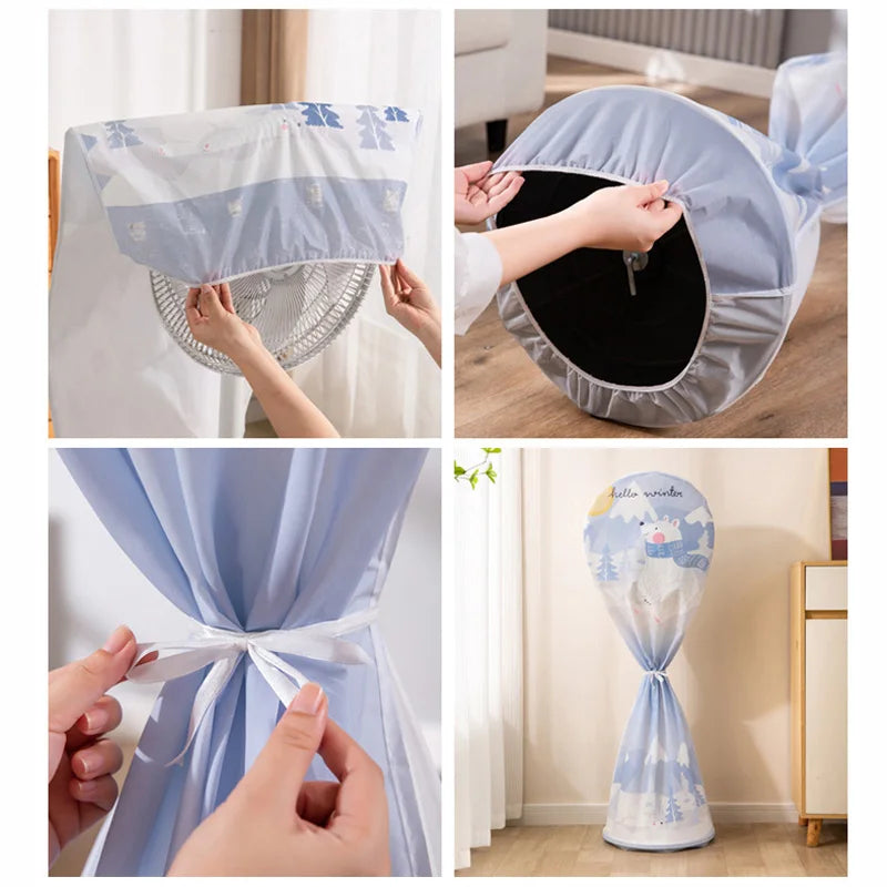 Floor Fan Cover Washable Waterproof Dustproof Standing Round Electric Fan Protective Cover Household Universal Storage Cover