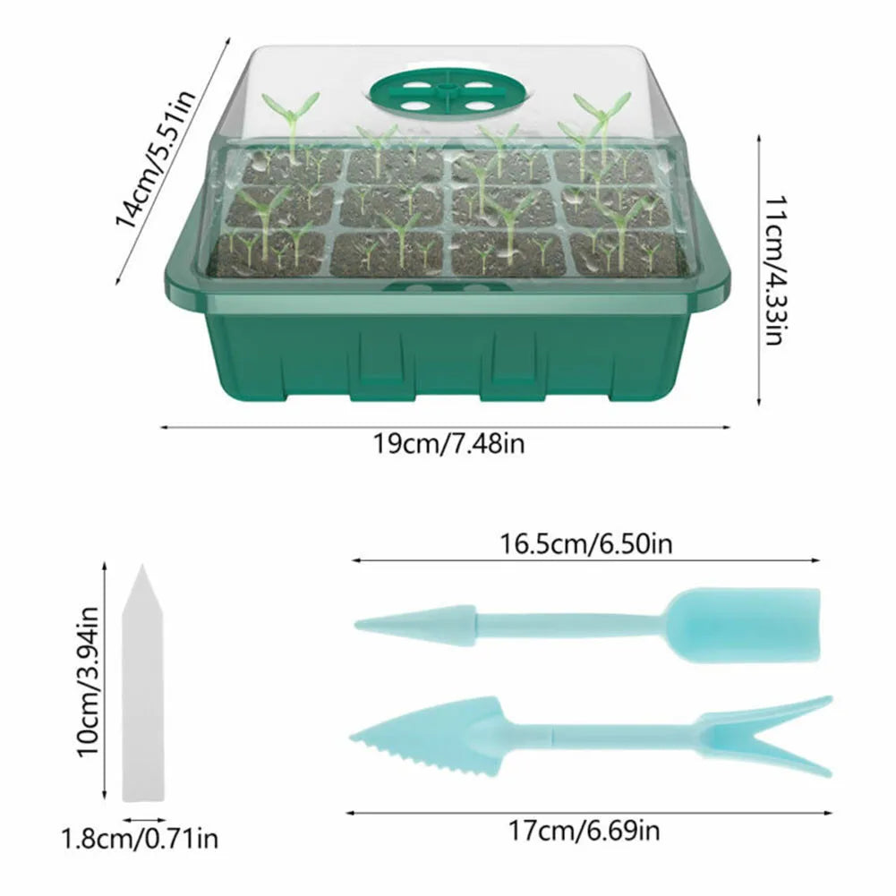 4-Pack Mini Greenhouse Seed Trays with 12 Cells Each