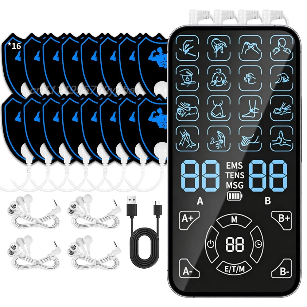 Rechargeable Dual-Channel TENS/EMS Massager, 16 Modes