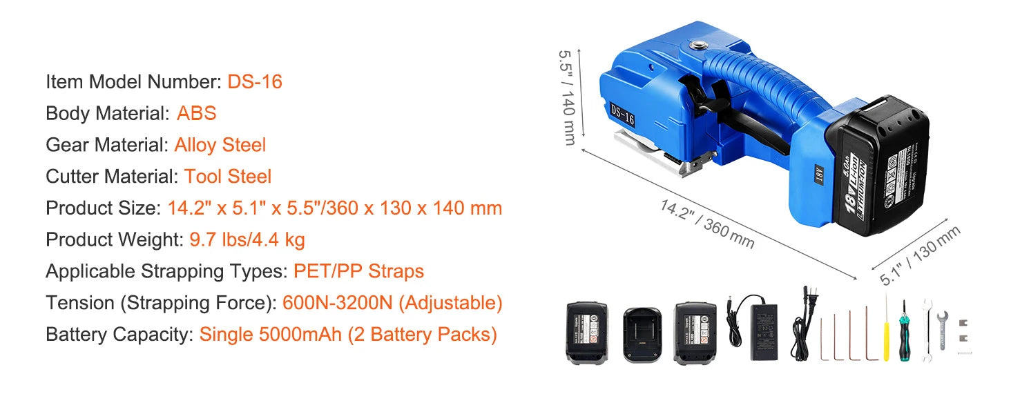 SucceBuy Automatic Electric Strapping Machine Portable Powered Banding Tool for 0.35"-0.63" PP PET Straps Packaging Box Pallet