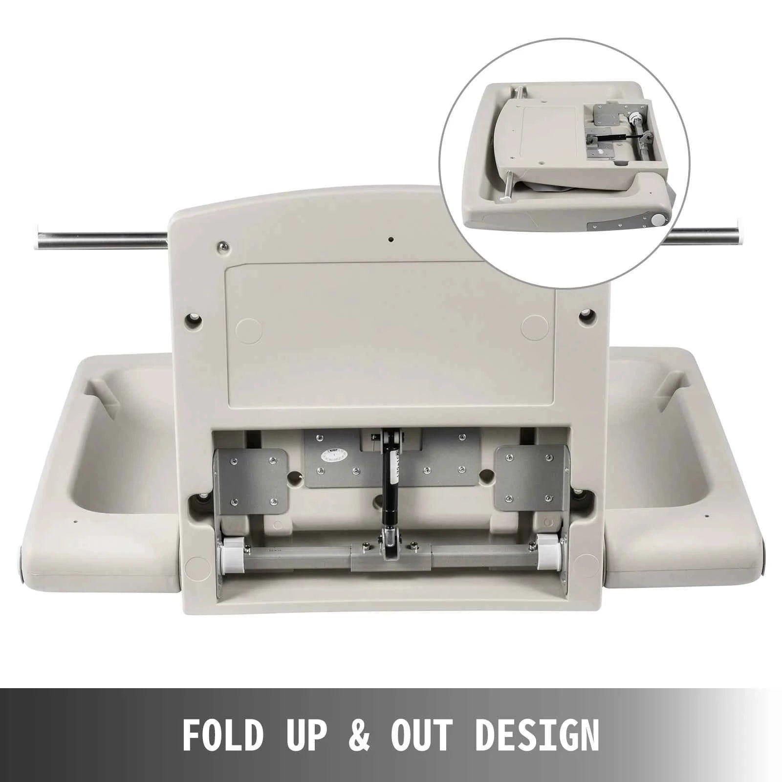 Wall Mounted Baby Changing Station Fold-Down Vertical Gray