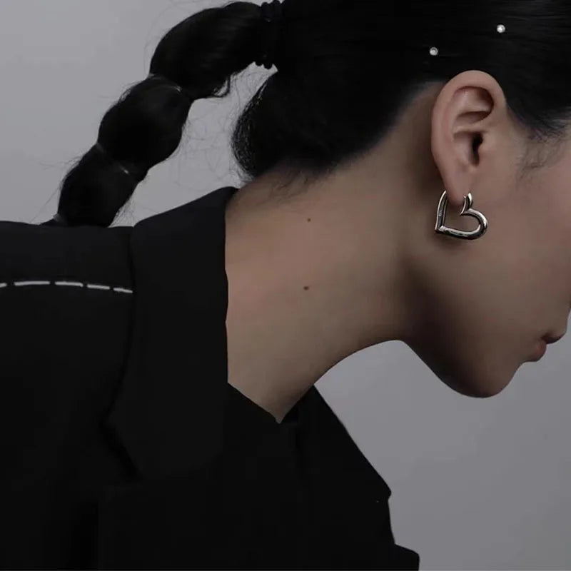 925 Sterling Silver CZ Star Moon Asymmetric Hoop Earrings