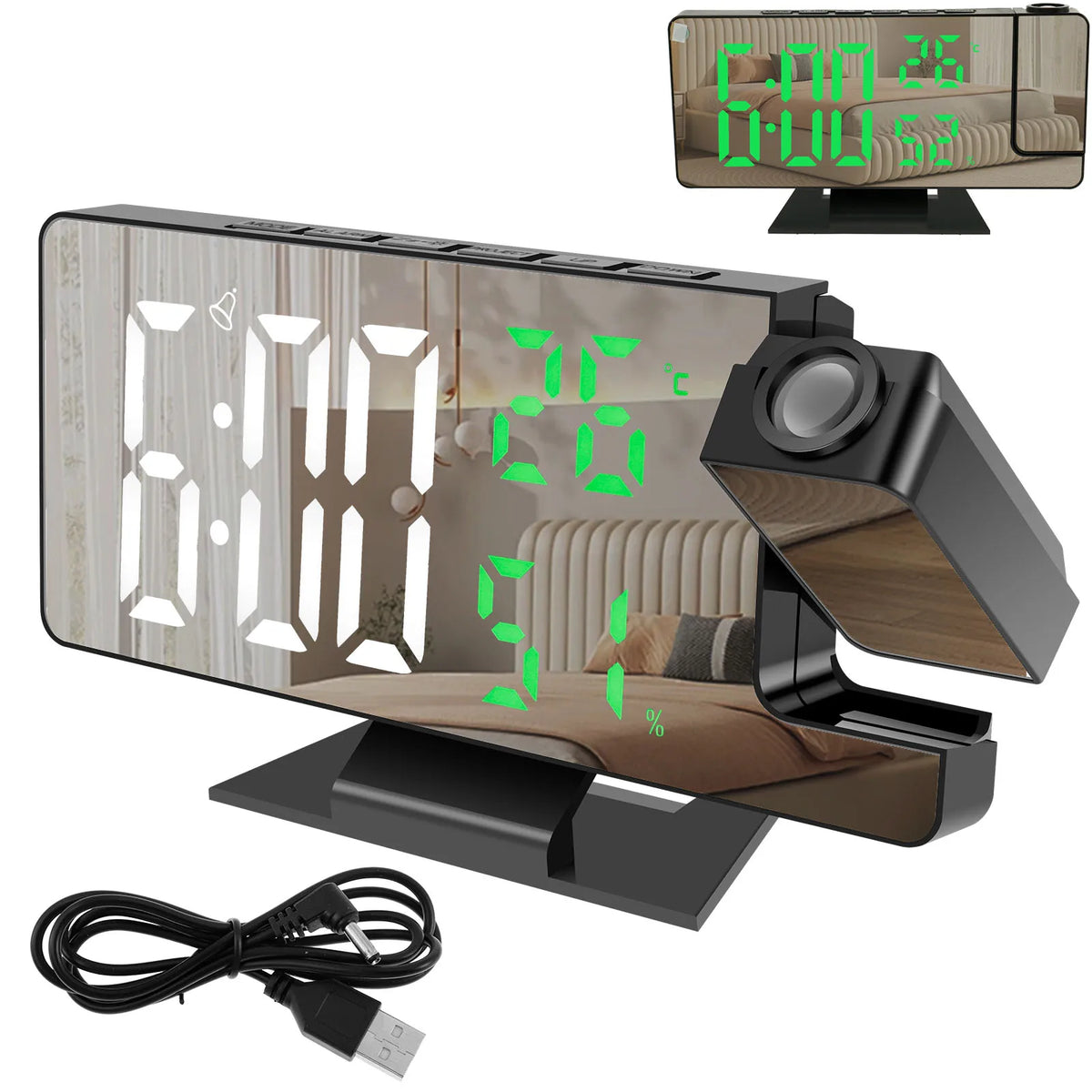 Projection Alarm Clock with Mirror Display