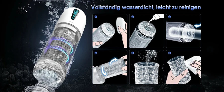 Dönen ve Yalama Fonksiyonlu Otomatik İtişli Erkek Mastürbatör