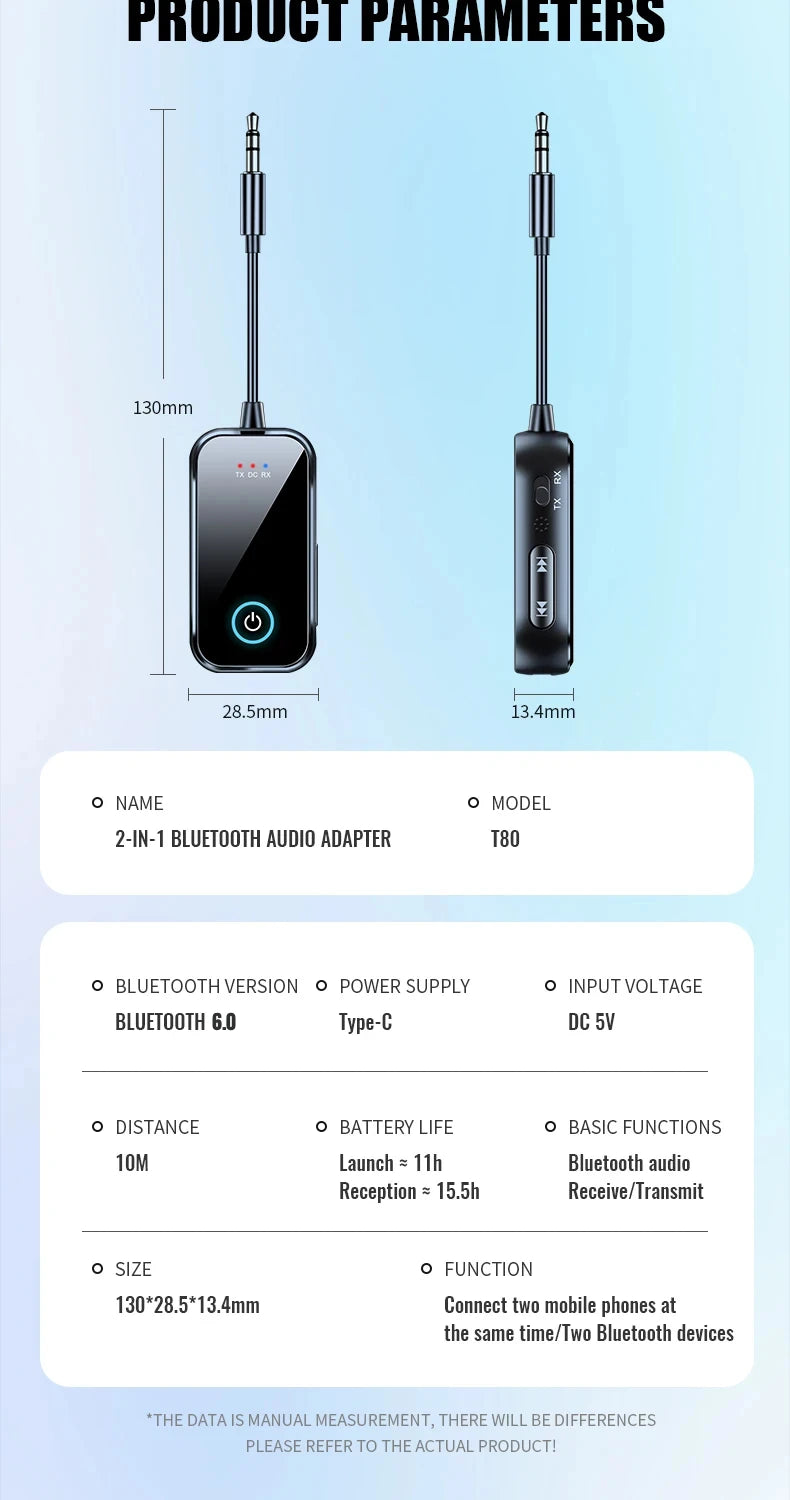 Zwei-in-eins Bluetooth-Audiosender und -empfänger