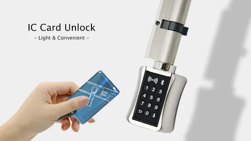 DIY Electronic Smart Door Lock Cylinder TTlock App Fingerprint Digital Keypad Card Unlock Keyless Home Security Lock EU Profile