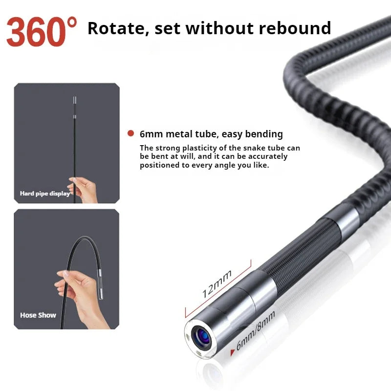 3.9mm HD 360° Industrial Endoscope Camera with 5.0 Inch IPS Screen