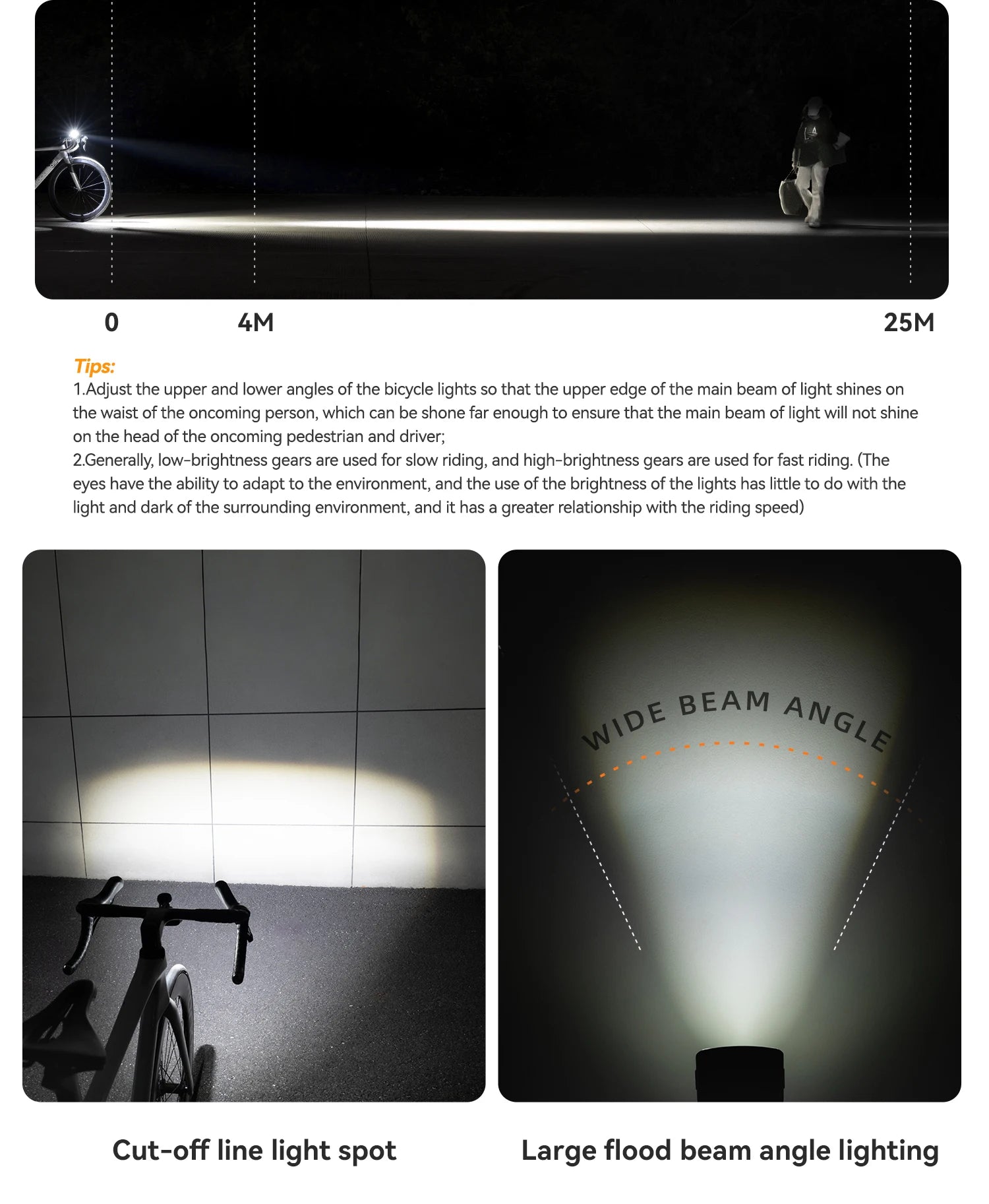 Luz Delantera para Bicicleta de 1200LM Recargable por USB, Impermeable IPX6