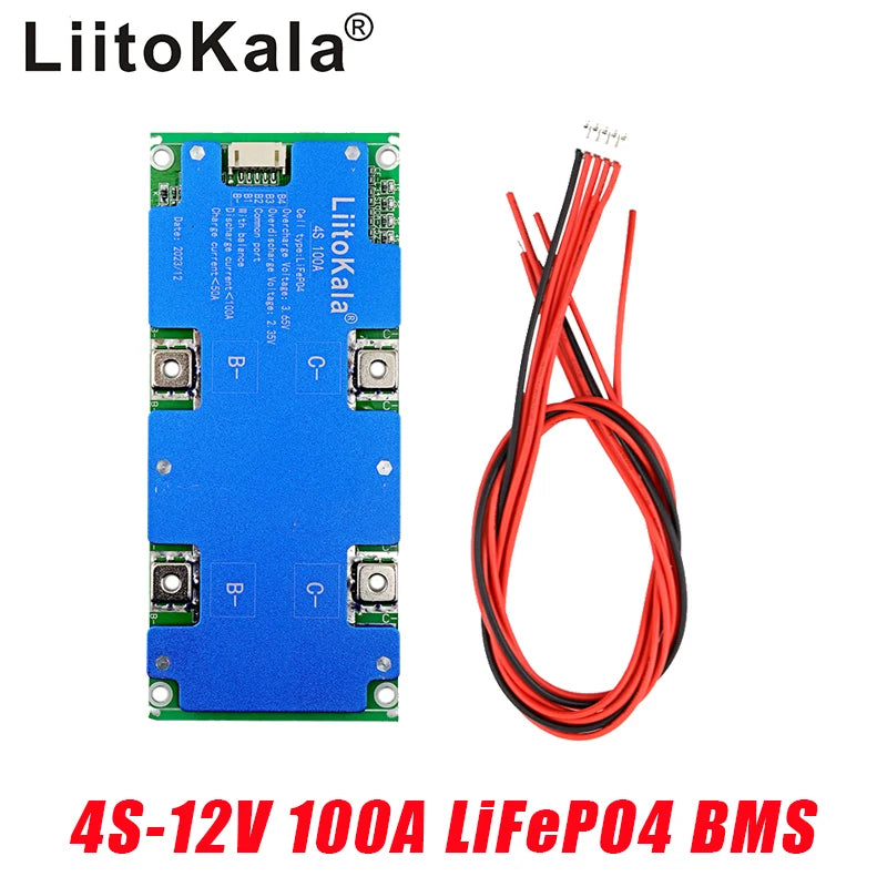 4S LiFePO4 Battery Protection Board, 100 A Labelled