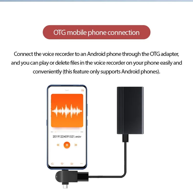 Mini Voice Activated Recorder with 500H Standby & Magnetic Mount