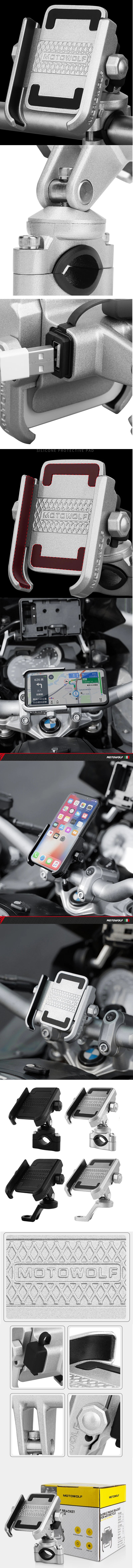 Supporto per telefono da moto in alluminio con montaggio sullo specchietto retrovisore