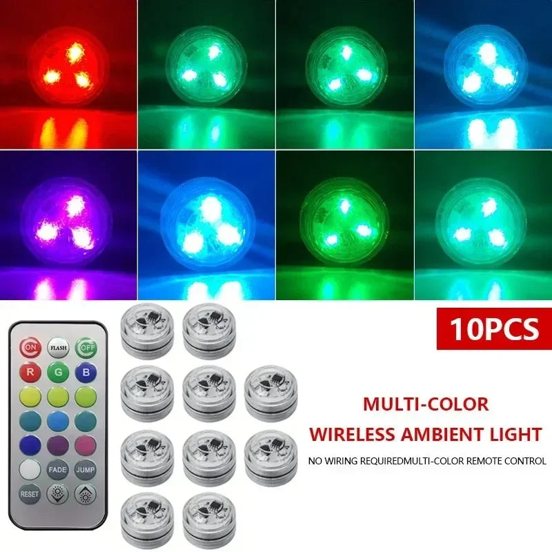Wireless RGB LED Ambient Light with Remote, IP68 Rated