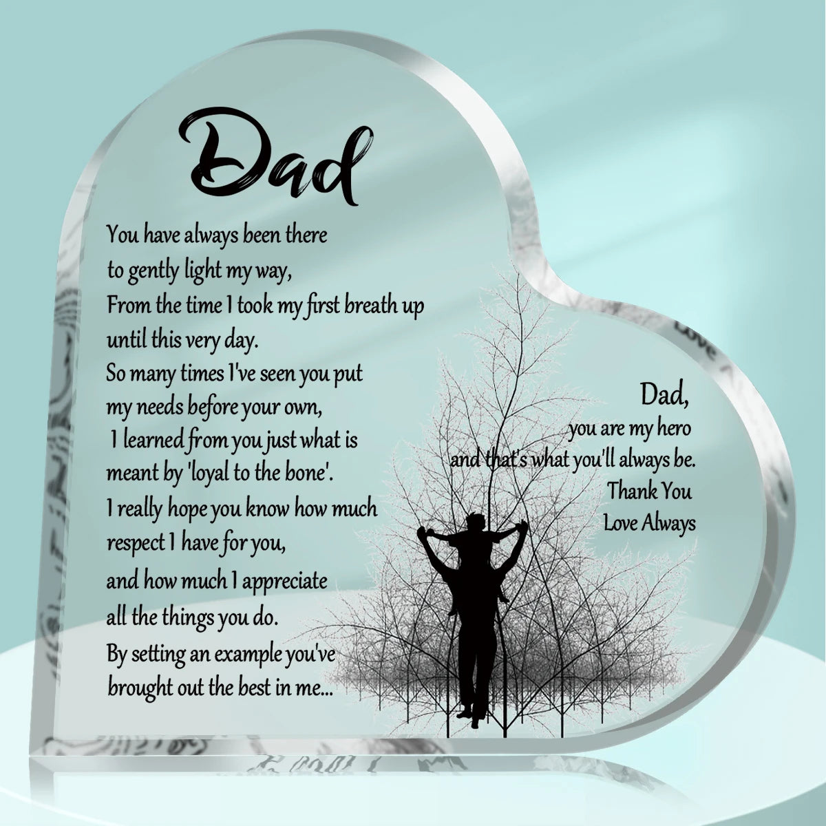 1-3PCS Heart Shape Acrylic Plaque za tatu rođendan Dan očeva zahvalna izreka blagoslovljena želja memorijalni suvenir poklon Hvala ti tata