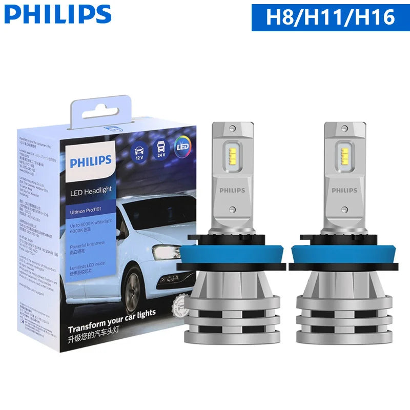 Philips Ultinon Pro3101 LED H4 H7 H11 Phare de véhicule 12V/24V 6000K Blanc lumineux H1 H3 HB3 9005 HB4 9006 HIR2 9012 Lampes LED