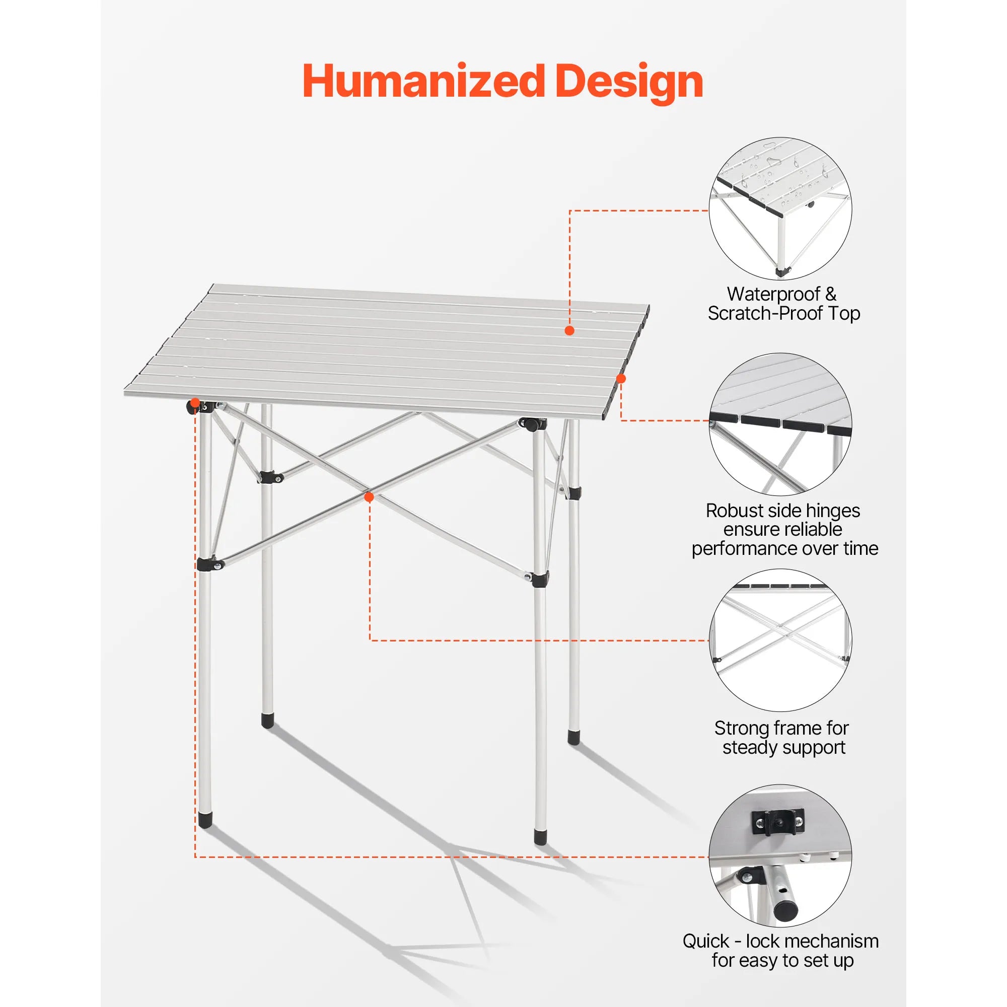 SucceBuy 28/36in Folding Camping Table Portable Roll Up Side Tables Lightweight Aluminum Beach Table for Outdoor Picnic Cooking