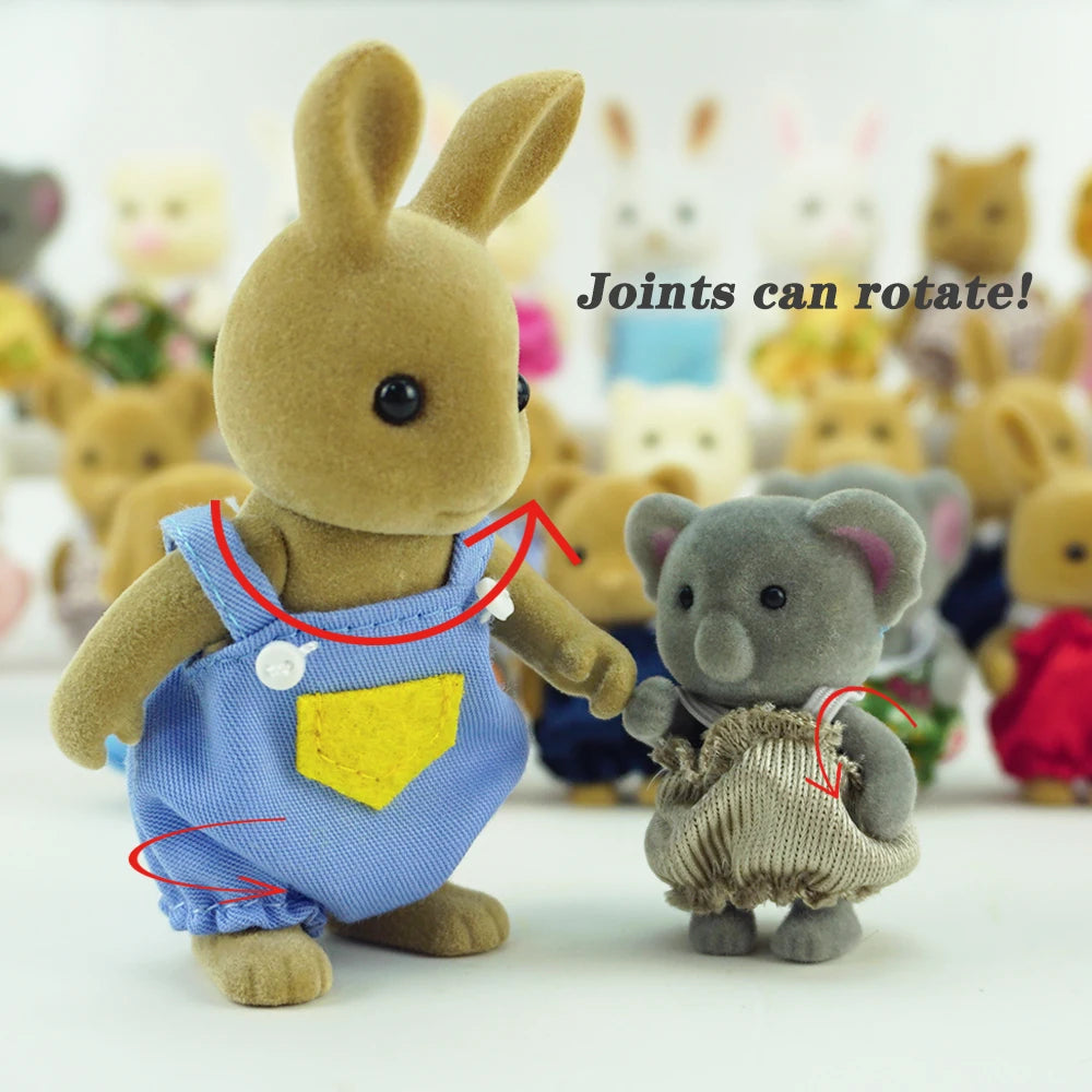 Bonecos em miniatura de animais articulados, opções em caixa