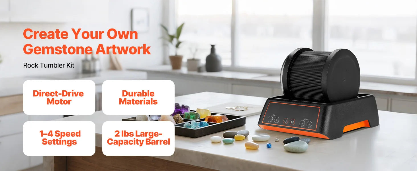 Steinpoliergerät-Set mit 4 Geschwindigkeiten & 9-Tage-Timer Polierset