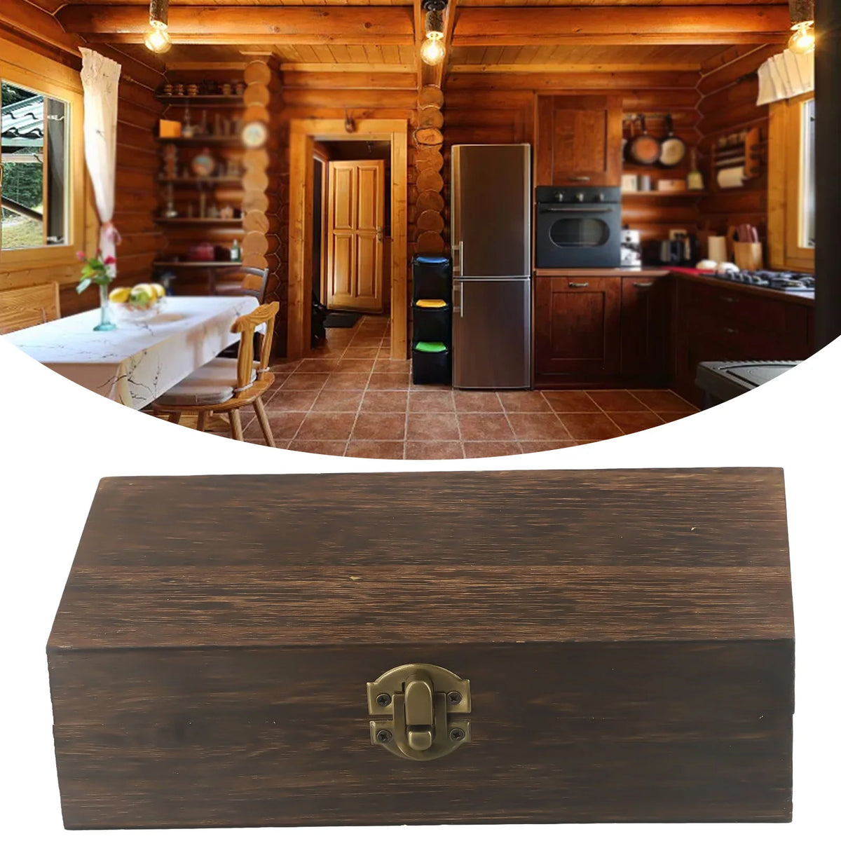 Wooden Storage Box with Clasp, 20 x 10 x 6cm