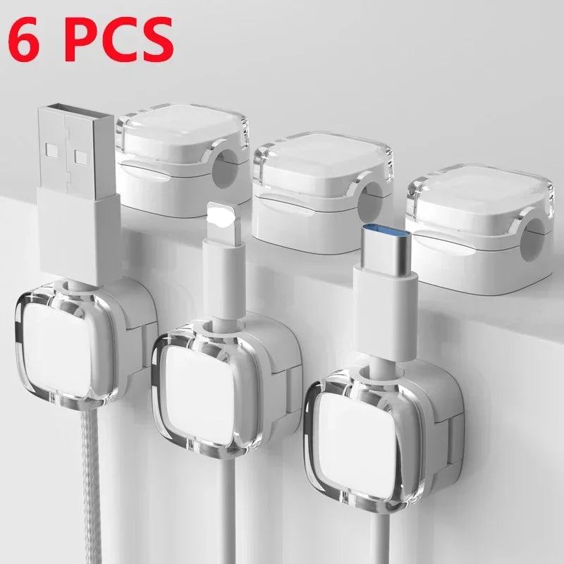 New Macron Colorful Magnetic Clip Cable Smooth Adjustable Acrylic Universal Cable Winder Under Desk Management Wire Keeper Cable