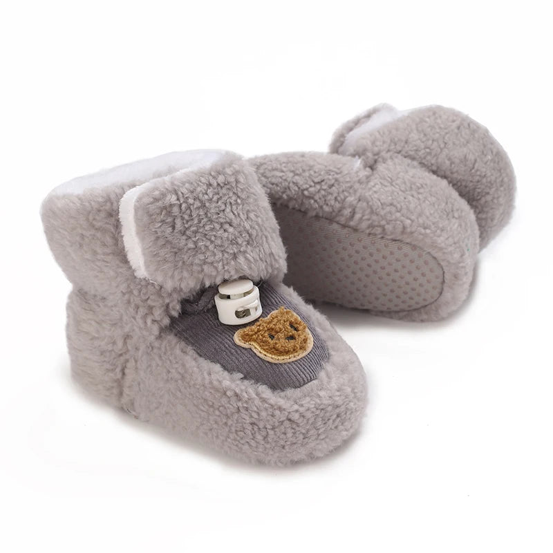Cute Bear Baby Shoes Soft Plush Winter First Walkers