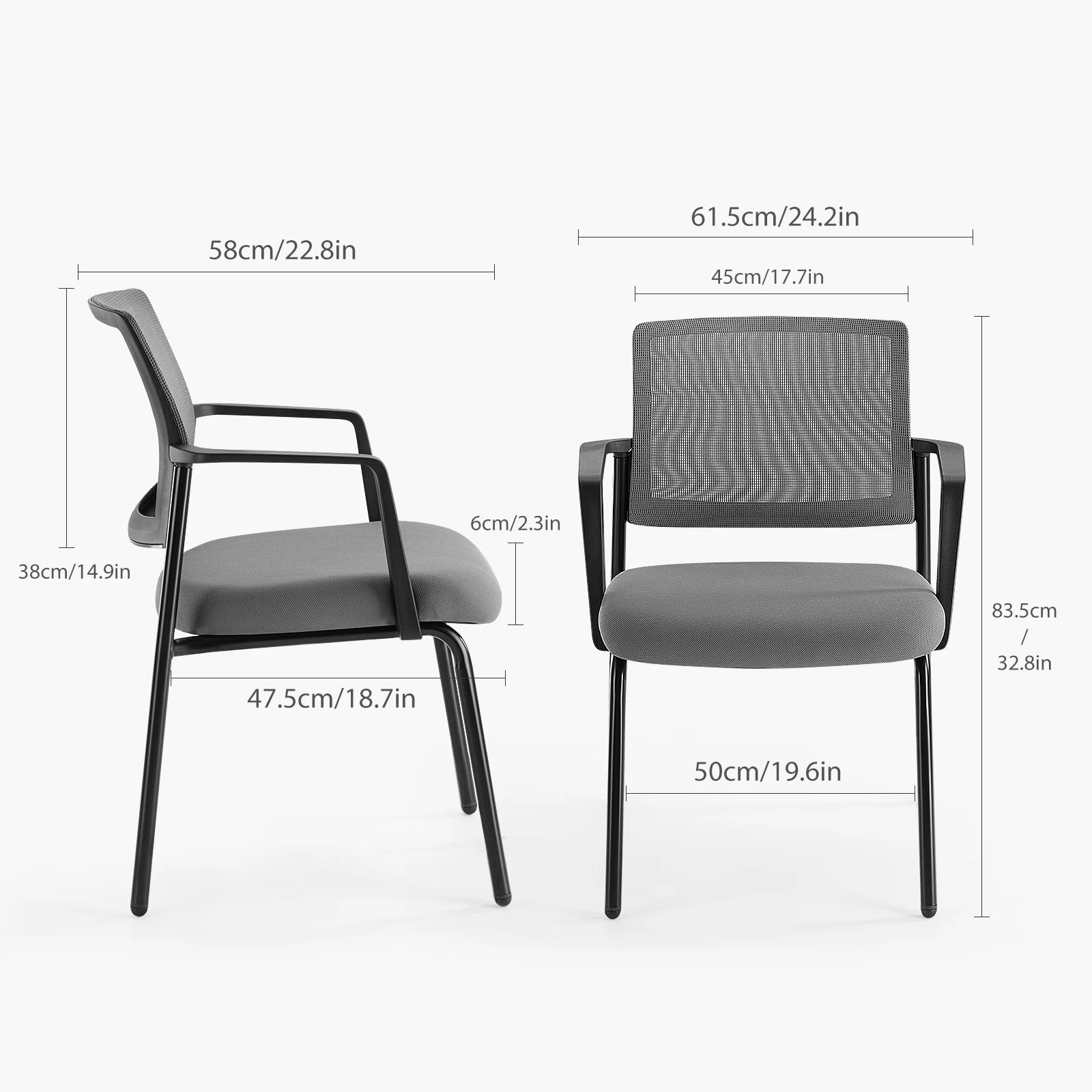 Mesh Back Stacking Office Chairs Set of 2 with Arms