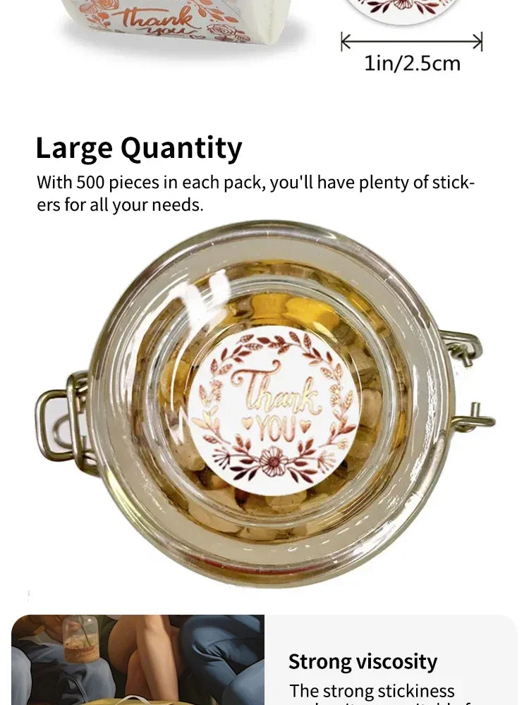 500pcs Monogrammed Floral Thank You Stickers