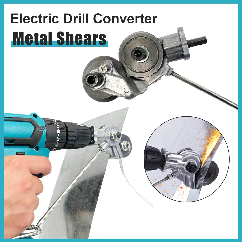Drill-Powered Sheet Metal Cutter Attachment