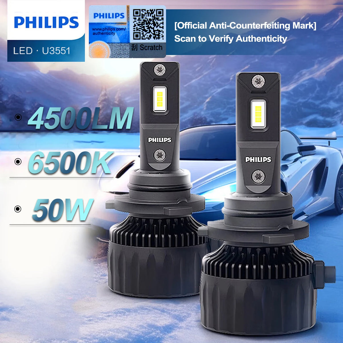 LED-ajoneuvon ajovalon paristo, 6500 K pistorasia-vaihtoehdot