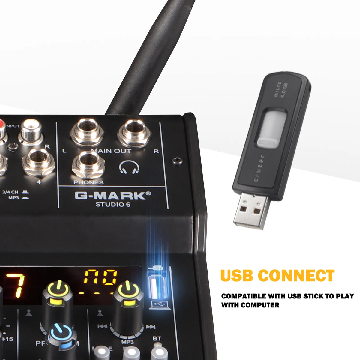 Studio 6 Audio Mixer with Bluetooth and USB