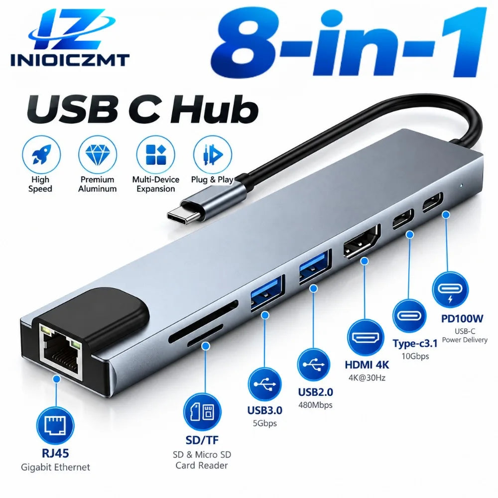 Multiport USB Hub with Card Reader - Multiple Options