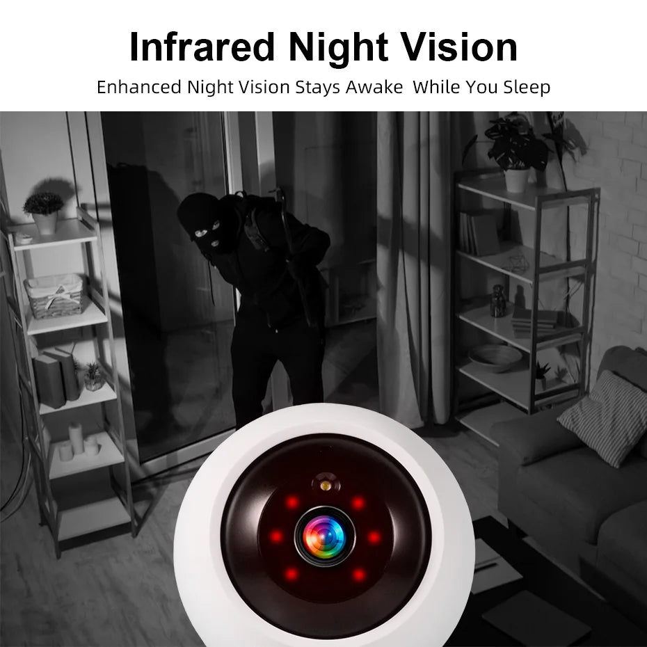 Caméra de sécurité intérieure WiFi 4K 8MP avec suivi automatique et contrôle via application
