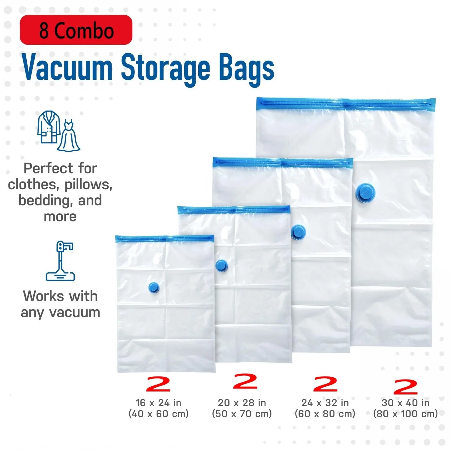 Vacuum Storage Bag for Clothing, Comforters, Blankets, Bedding Home Packing Organizers Not Include Pump