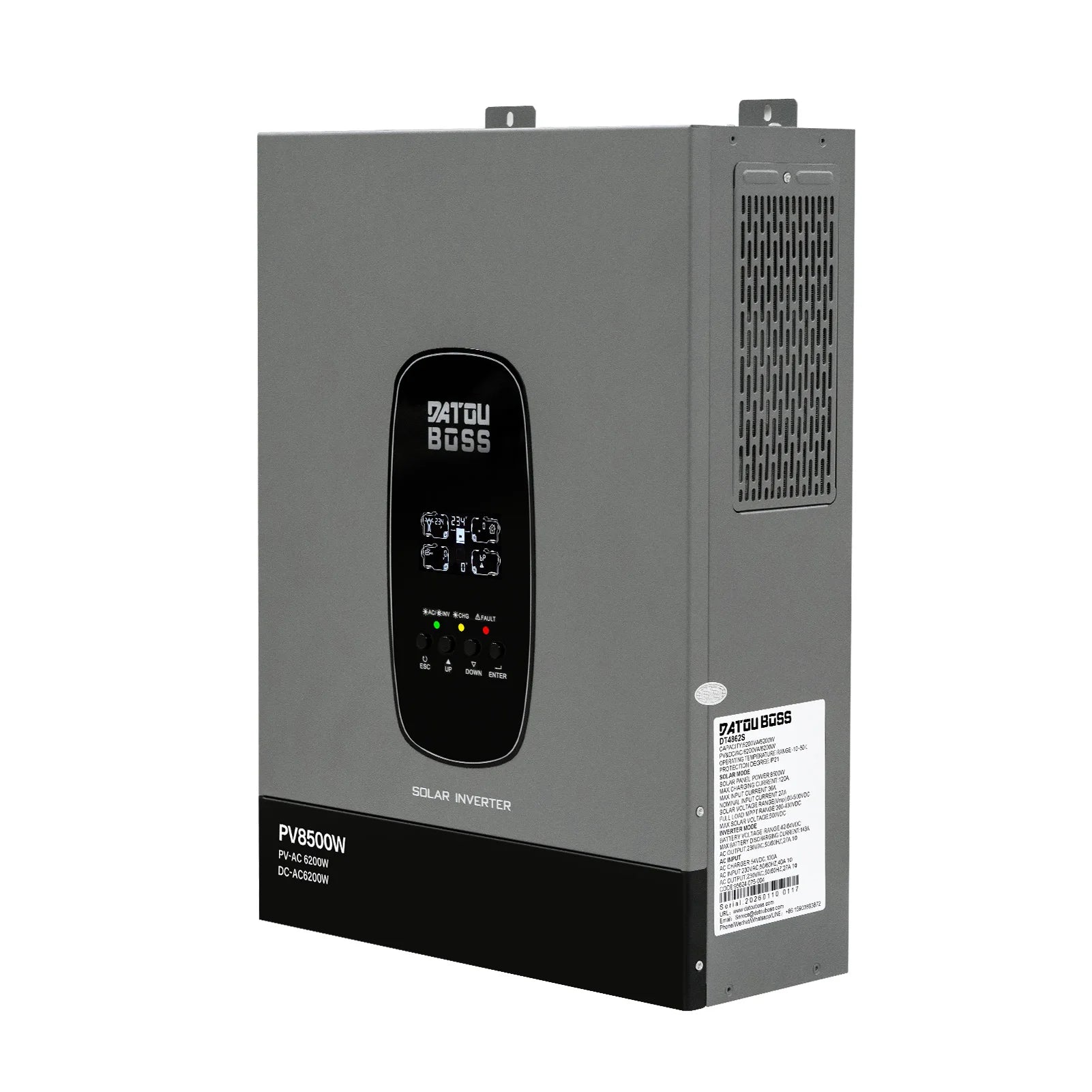 DATOUBOSS 48V 6200W Hybrid Solar Inverter with MPPT Charger, Grid-Connected and Standalone Modes, Built-in Anti-Reverse Flow Mechanism, Unlimited Load Capacity