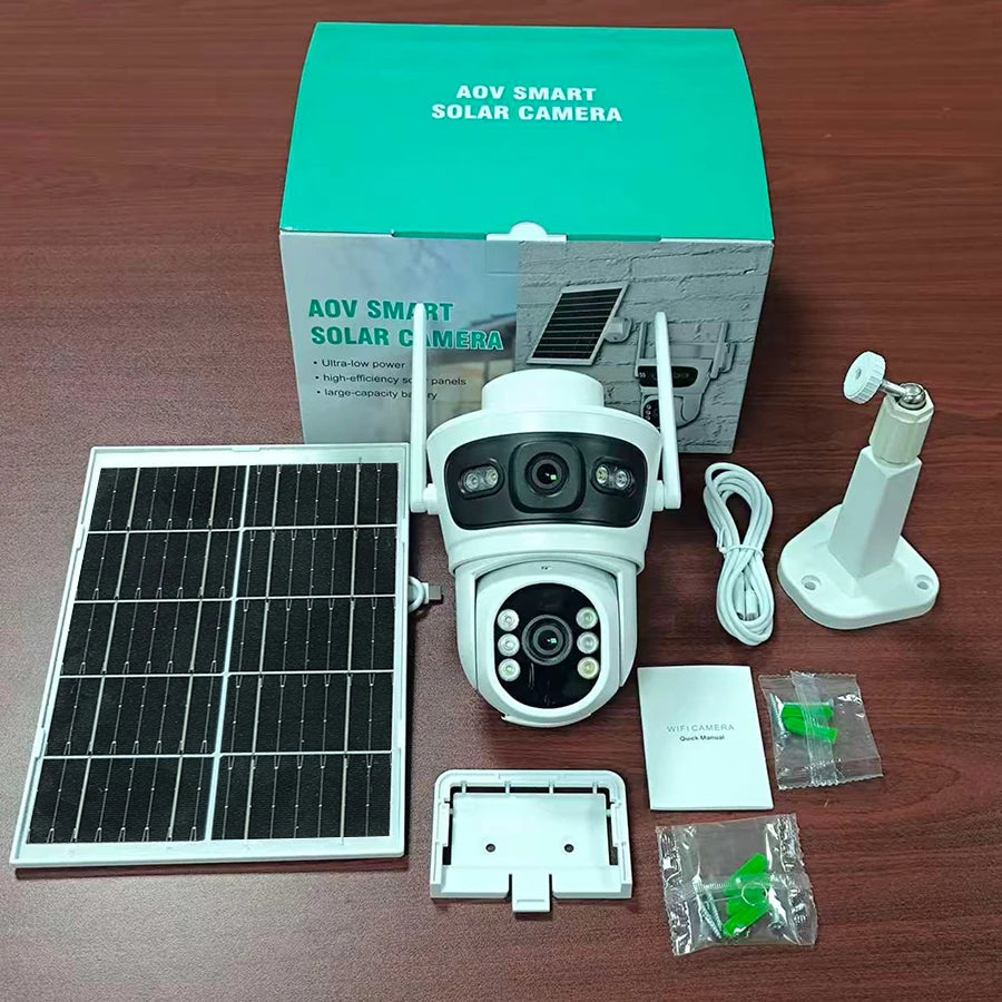 6MP Solar WiFi Security Camera Outdoor Dual Lens PTZ 360° View