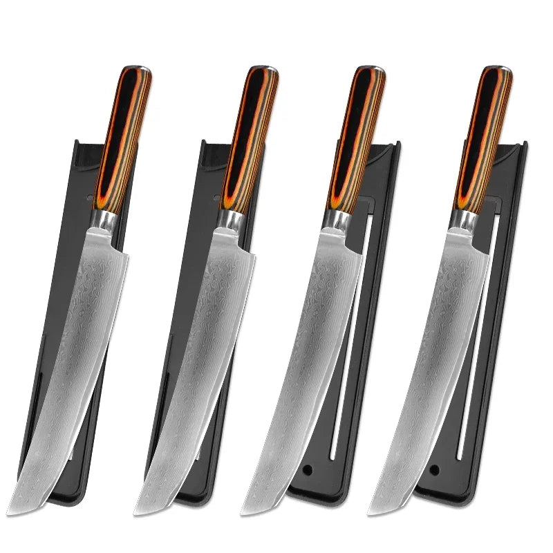 Professional Kitchen Knives Chef Cleaver Meat Wood Handle Japanese Damascus Steel Knife Slicing Fruit Fish Butcher Boning Knife