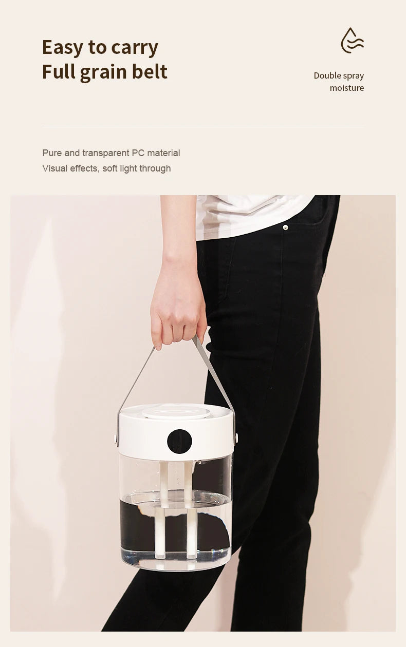 3 L USB Ultrasonic Humidifier with Dual Mist Outlets