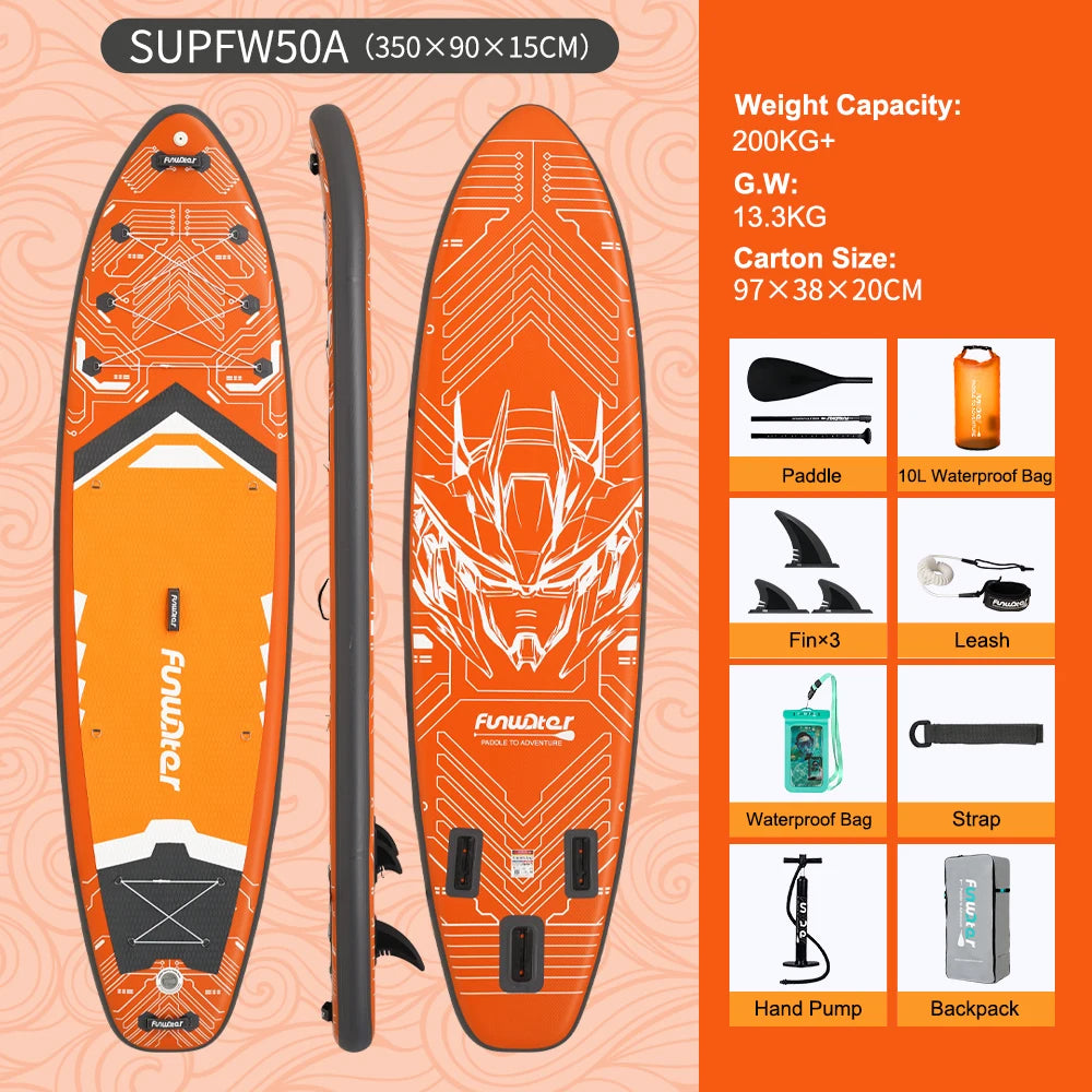 FunWater Inflatable Stand Up Paddle Board Paddling Board Surfboard Surf Sup Board 320-385CM Non-Slip Water Sport Paddle Board