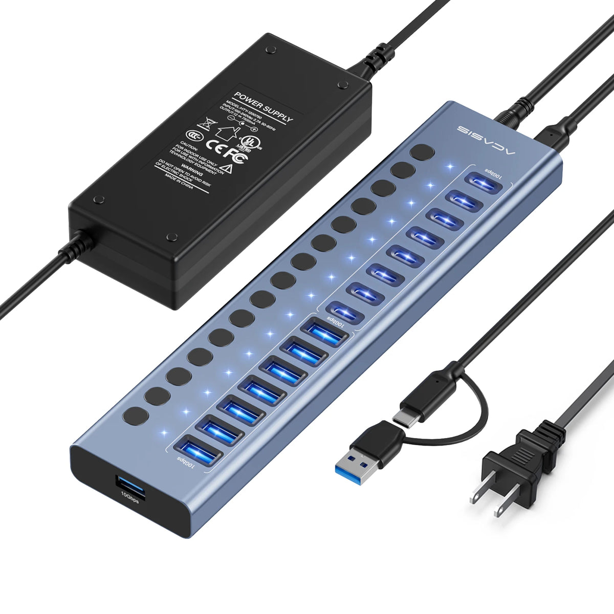 Acasis HB16PRO USB-hub med individuelle portbrytere