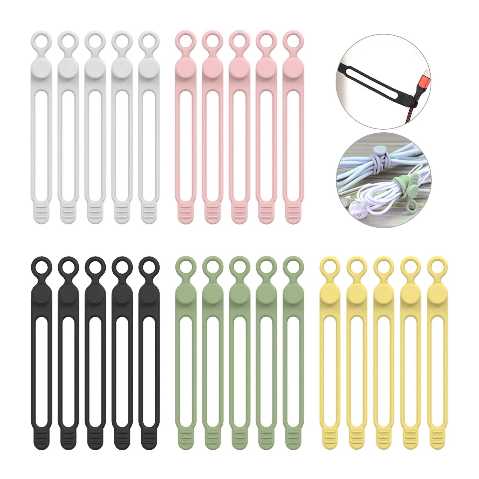Silicone Cable Ties,Cord Organizer,Cable Straps,Reusable Cord Ties,Travel Cable Organizer ,Cute Elastic Tie, Wire Ties